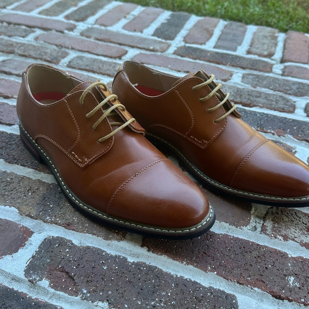 NEW Bruno Marc Cap Toe Oxford Dress Shoes Mens 8.5 Saddle Brown